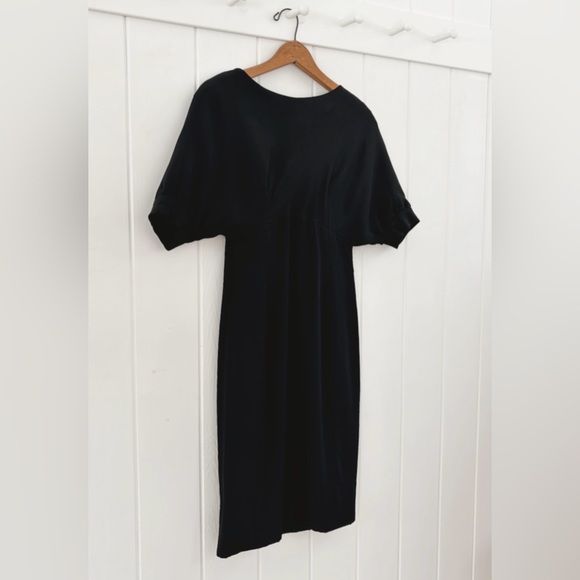 Vintage 1960s Teal Traina Dress Black Mod Unique Collectible Minimal Monochrome - Picture 3 of 16